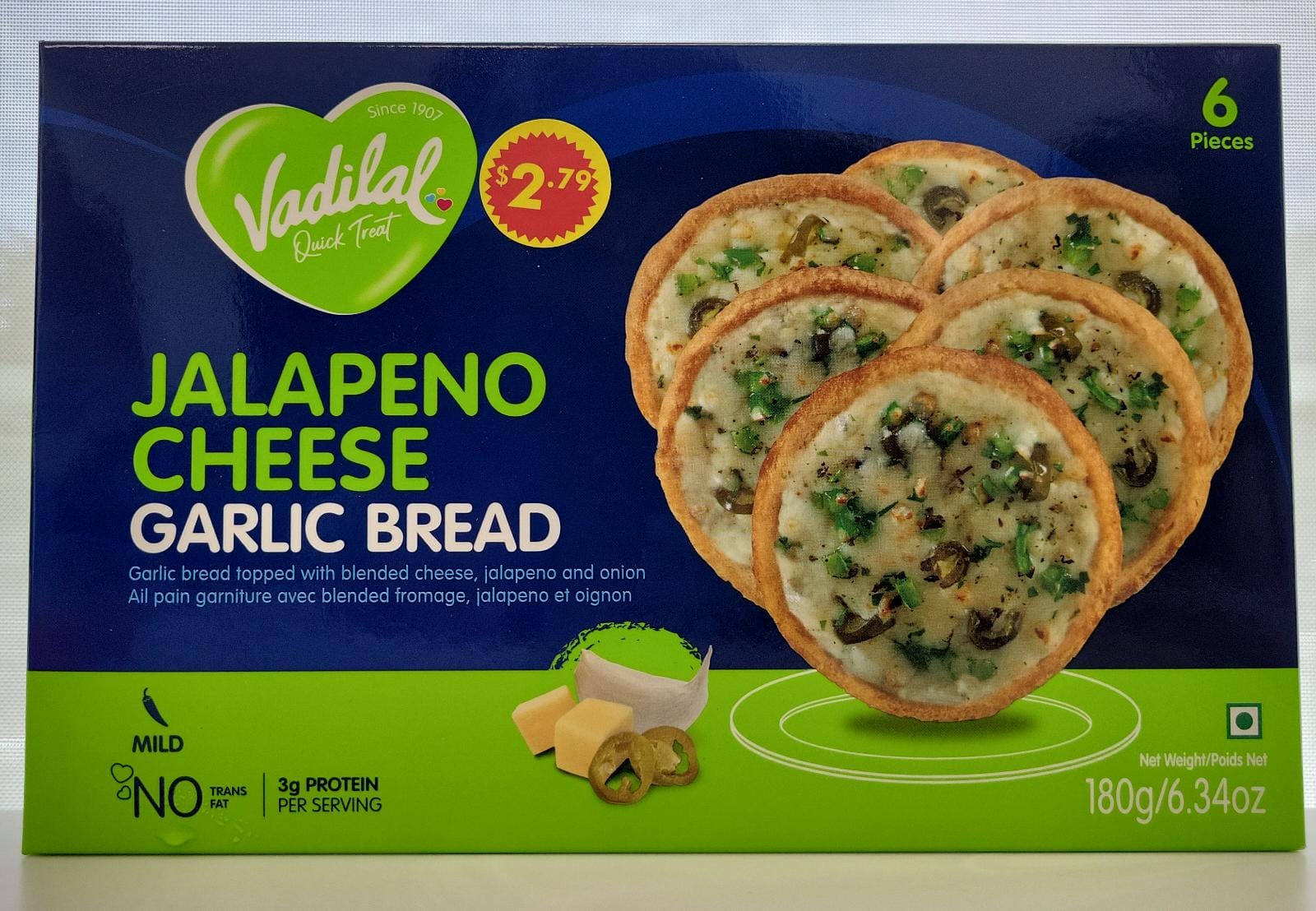 Buy Online Vadilal Jalapeno Cheese Garlic Bread 6 PCS Kesar Grocery.